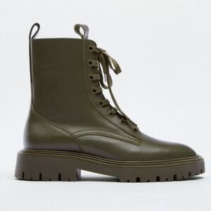 Zara Olive Combat Boots